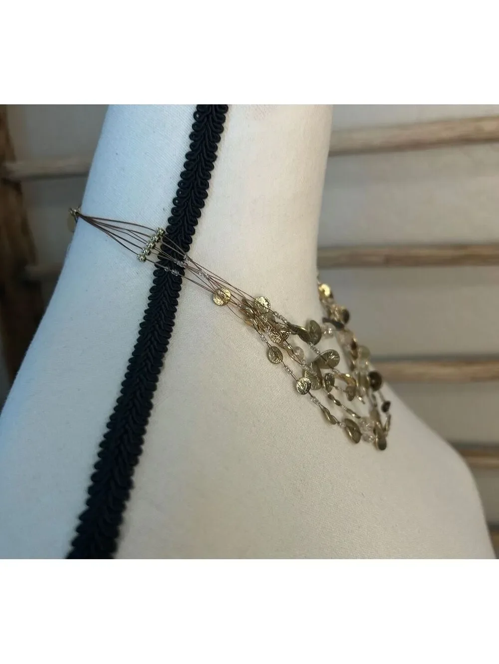 Chicos Multi-Strand Gold Tone Disc Necklace